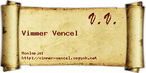 Vimmer Vencel névjegykártya